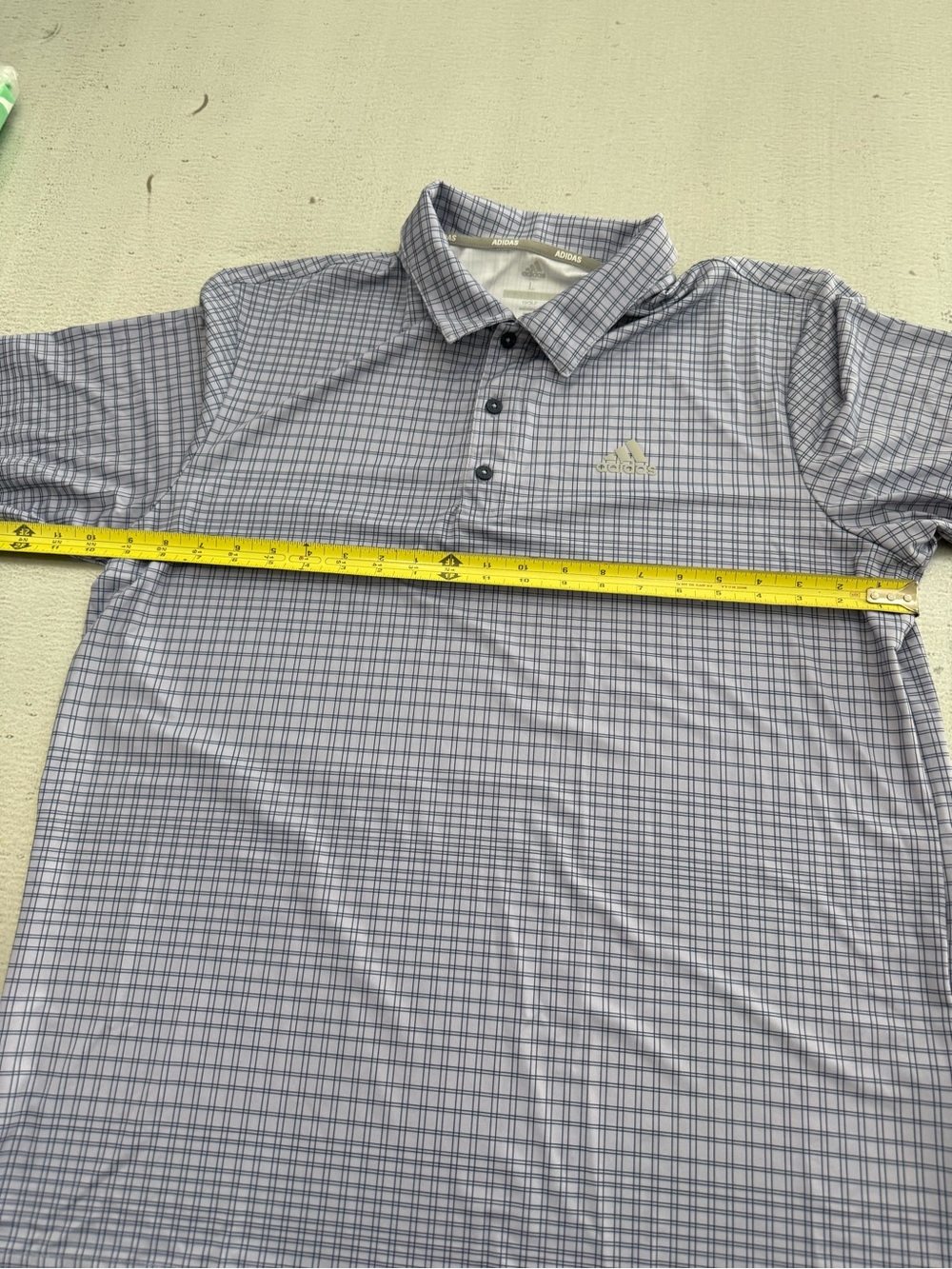 adidas Men’s Light Blue Checked Golf Polo - Picture 13 of 16